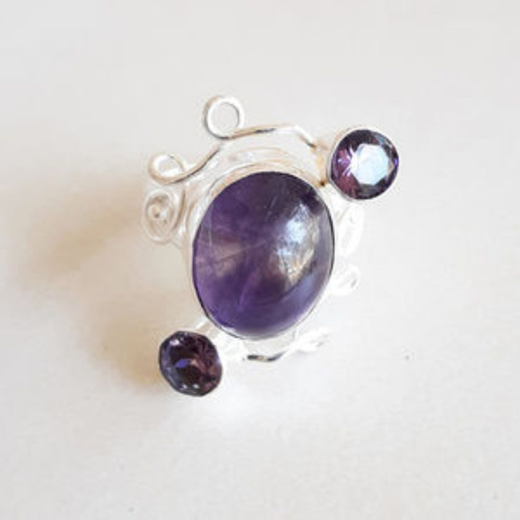 Sz 7 ~ Flirty Unique Whimsical! Eclectic Dark Amethyst Ring ~ Artisan Created - Picture 3 of 6